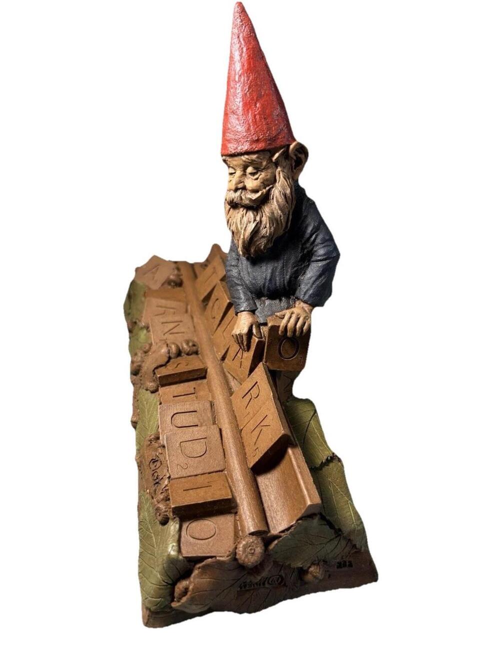 Tom Clark Gnome Figurine Red Hat Letter Blocks Fantasy Art Studio 1987